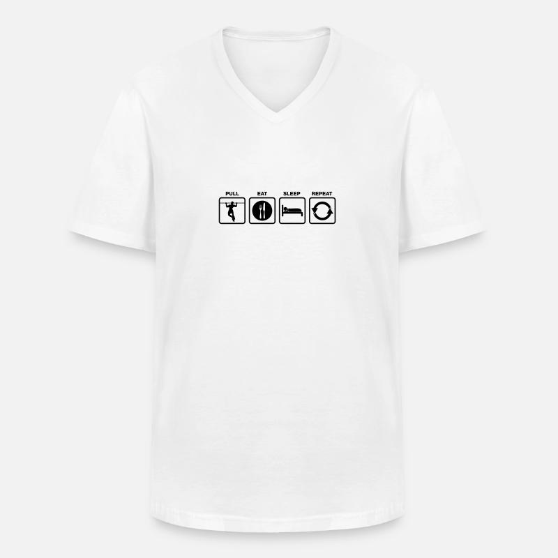 pull eat sleep repeat - Männer-T-Shirt mit V-Ausschnitt - Weiß