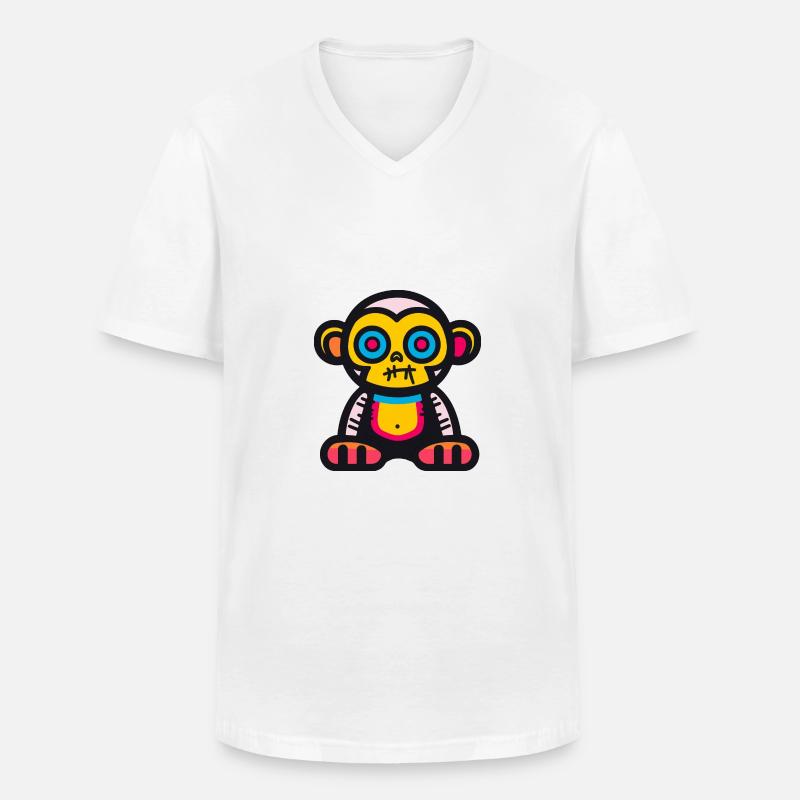 Affe Halloween Tier - Männer-T-Shirt mit V-Ausschnitt - Weiß