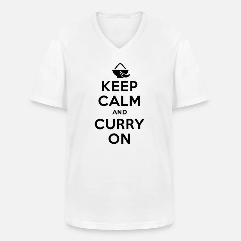 Keep calm and curry on - Männer-T-Shirt mit V-Ausschnitt - Weiß