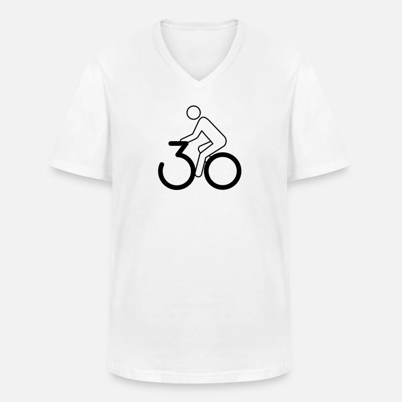 Radfaher*in feiert 30 (schwarz) - Männer-T-Shirt mit V-Ausschnitt - Weiß