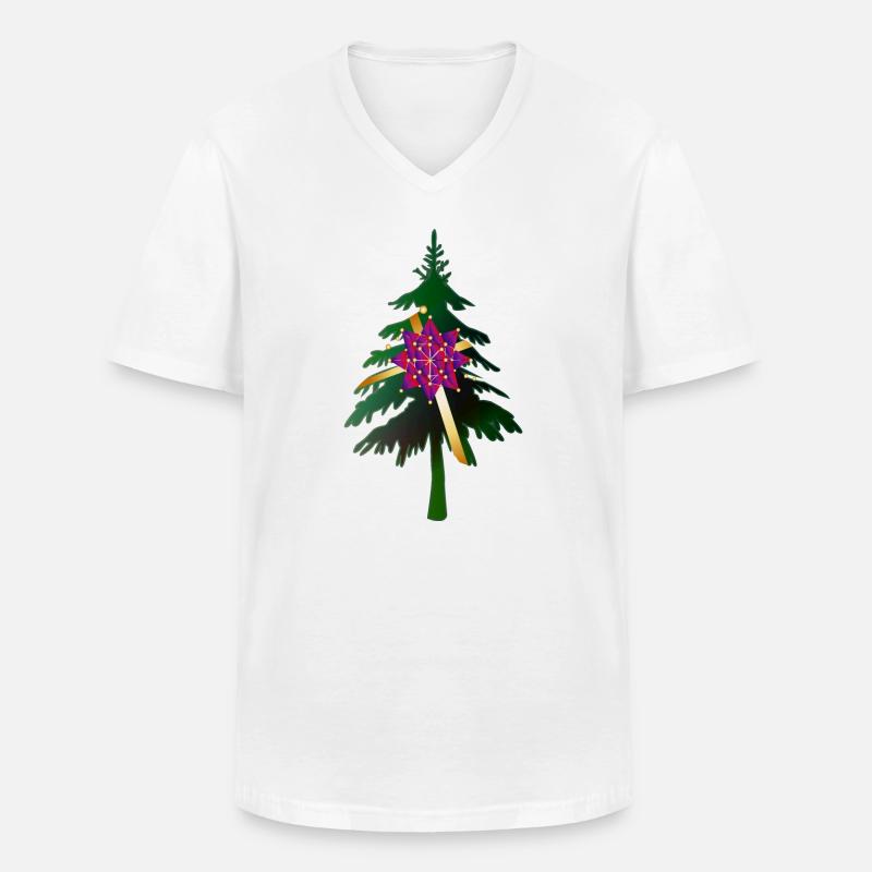 Christbaum oder Weihnachtsbaum & Geschenkschleife - Männer-T-Shirt mit V-Ausschnitt - Weiß