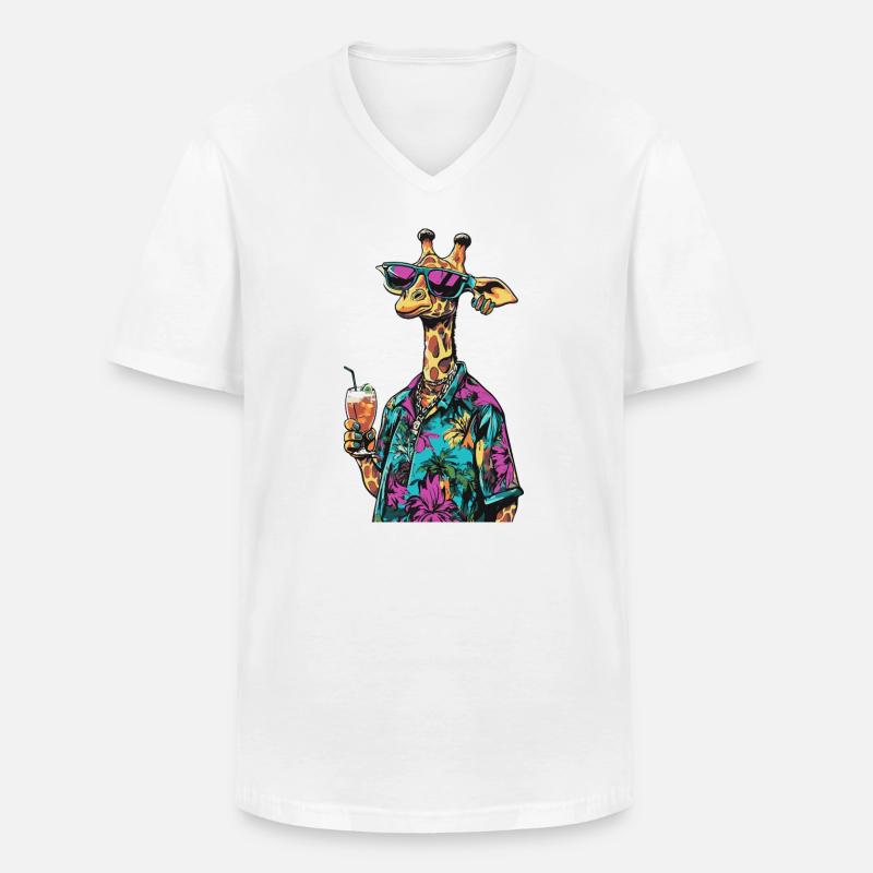 Giraffe Comic Sommer - Männer-T-Shirt mit V-Ausschnitt - Weiß