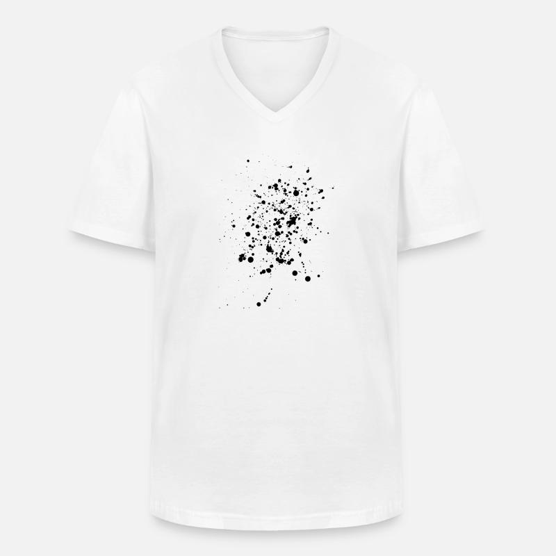 Schwarze Kleckse oder Farbspritzer - Männer-T-Shirt mit V-Ausschnitt - Weiß