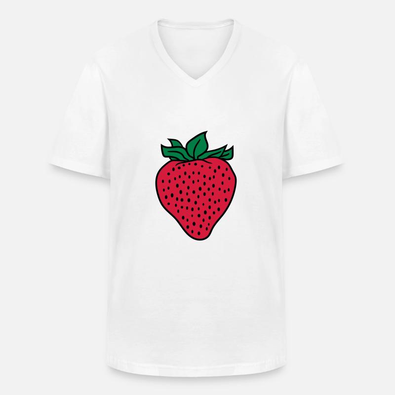 erdbeere - Männer-T-Shirt mit V-Ausschnitt - Weiß