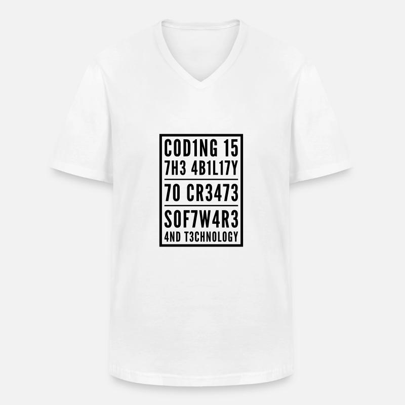 Programming Coden L337 Leetspeak Saying - Men's V-Neck T-Shirt - white