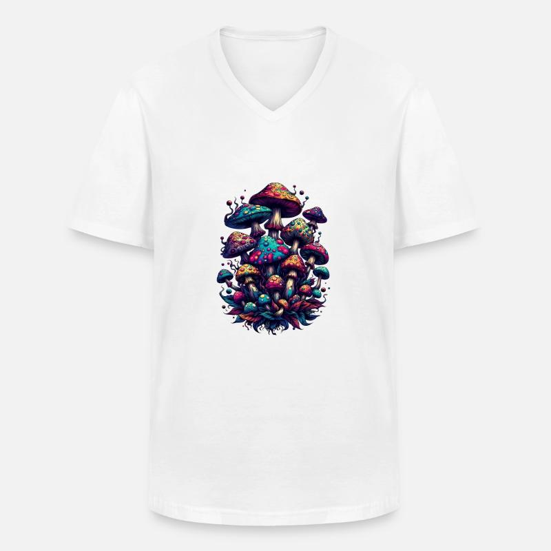 Psychedelic Mushroom Magic - Männer-T-Shirt mit V-Ausschnitt - Weiß