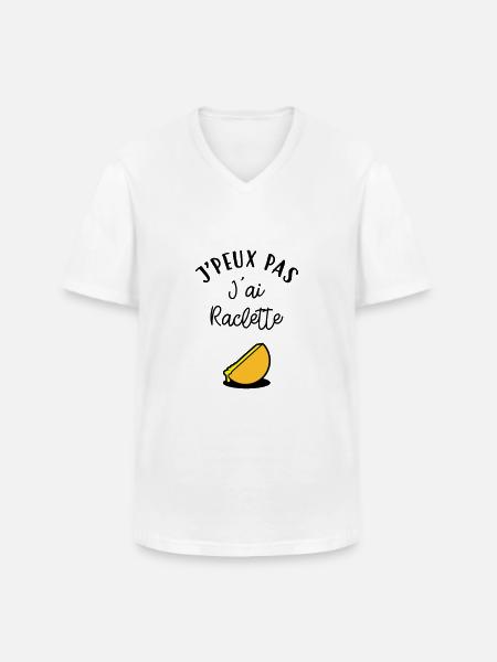 J'peux pas J'ai Raclette - T-shirt col V Homme - blanc