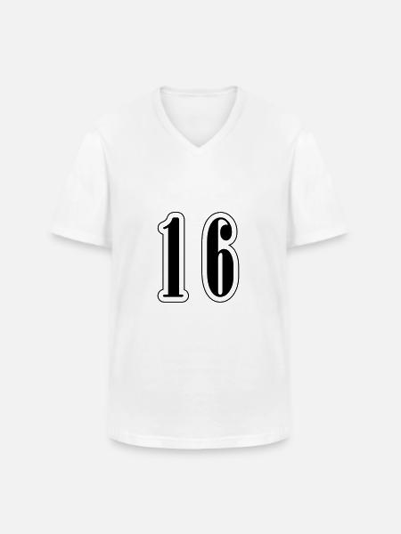 16 Symbole numérique - T-shirt col V Homme - blanc