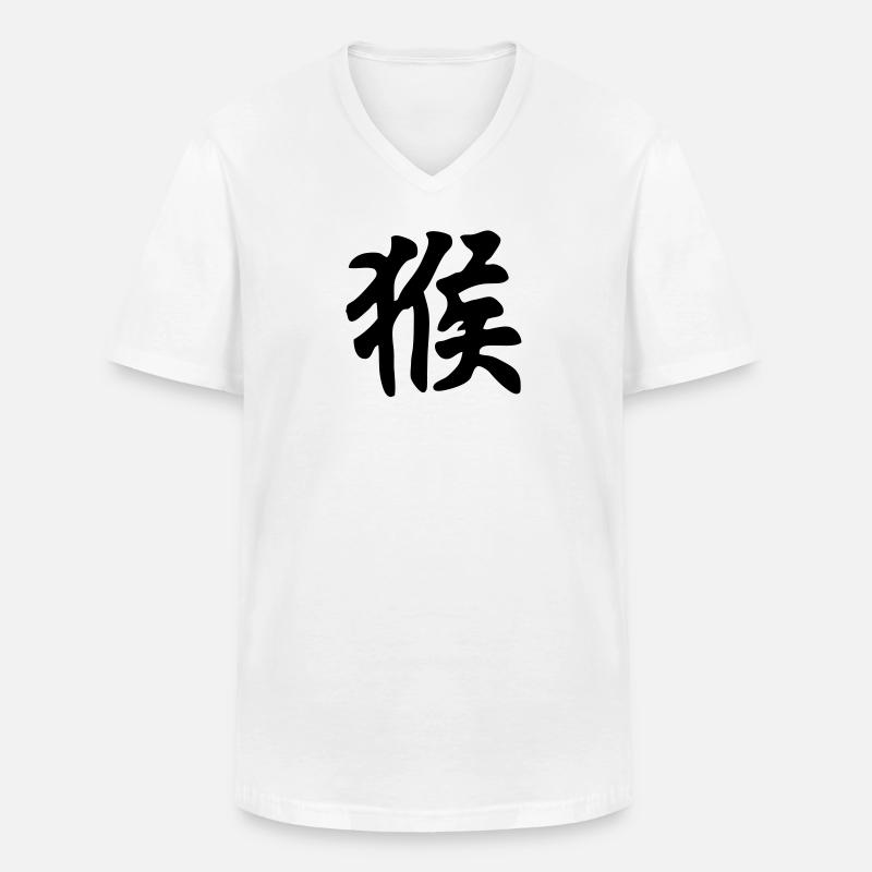 Affe Chinesisches Sternzeichen - Männer-T-Shirt mit V-Ausschnitt - Weiß