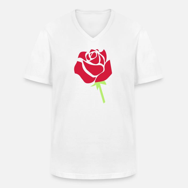 Rose - Männer-T-Shirt mit V-Ausschnitt - Weiß