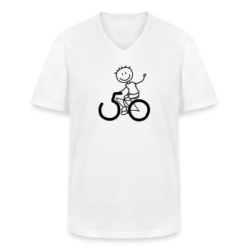 Ciclista festeggia gli anni '50 - Maglietta da uomo classica con scollo a V - bianco - Fronte - AI Model Male 185 light (185cm)