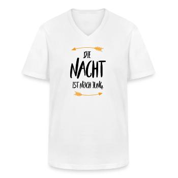 Sprüche Die Nacht ist noch jung - Männer-T-Shirt mit V-Ausschnitt - Weiß - Vorne - AI Model Male 185 light (185cm)