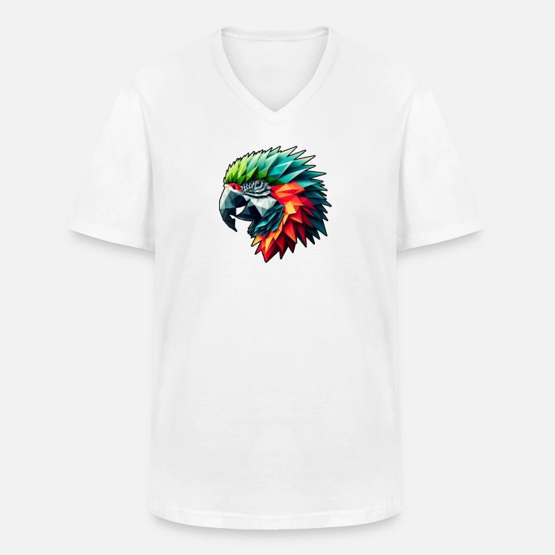 Papagei in Polygon Design Bunt - Männer-T-Shirt mit V-Ausschnitt - Weiß