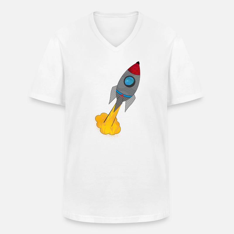 Farbenfrohe Rakete beim Start - Männer-T-Shirt mit V-Ausschnitt - Weiß