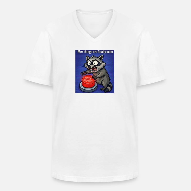 Waschbär-Selbstzerstörungs-Meme - Männer-T-Shirt mit V-Ausschnitt - Weiß