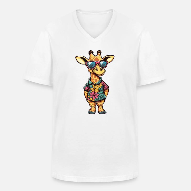 Giraffe Comic Urlaub - Männer-T-Shirt mit V-Ausschnitt - Weiß