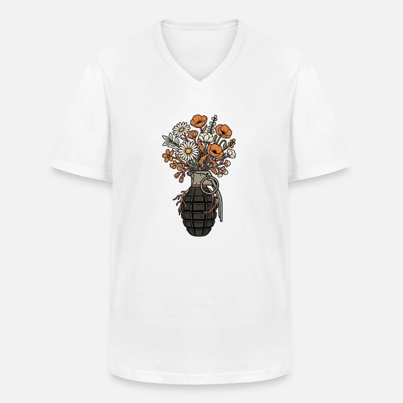 Blumen Granate Peace - Männer-T-Shirt mit V-Ausschnitt - Weiß