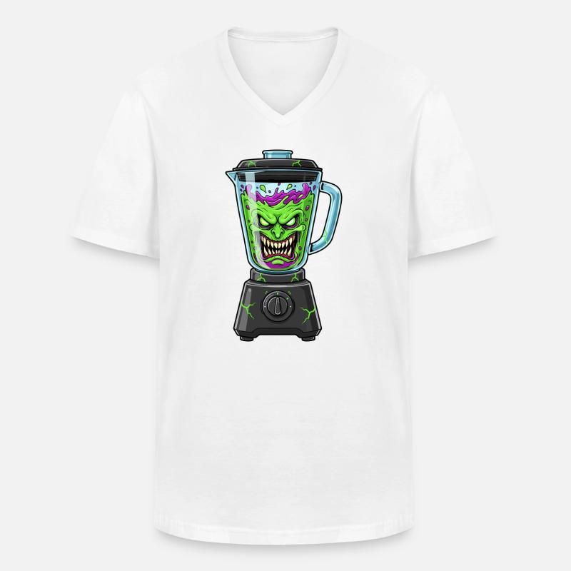 Gruseliger Gemüseblender - Männer-T-Shirt mit V-Ausschnitt - Weiß
