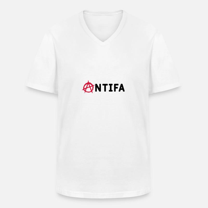 Antifa - Männer-T-Shirt mit V-Ausschnitt - Weiß