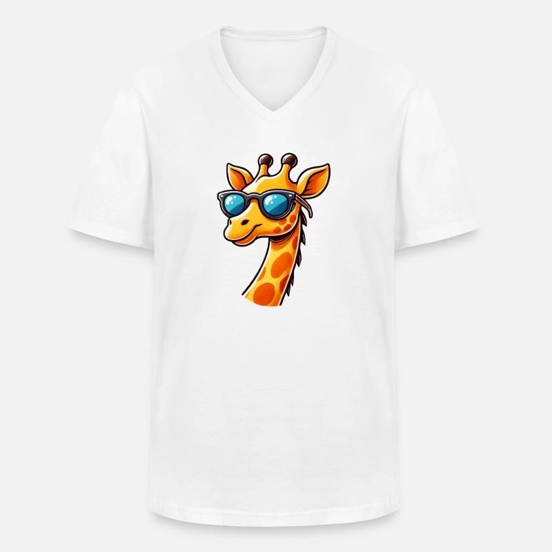 giraffe comic cool - Männer-T-Shirt mit V-Ausschnitt - Weiß