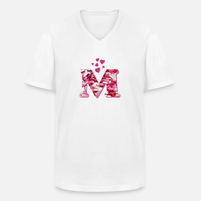 herzen m - Männer-T-Shirt mit V-Ausschnitt - Weiß