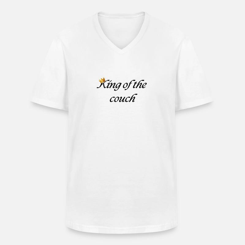 König der Couch - Männer-T-Shirt mit V-Ausschnitt - Weiß