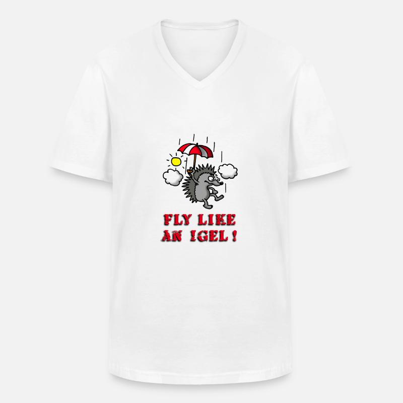 fly_like_an_igel_02_b - Männer-T-Shirt mit V-Ausschnitt - Weiß