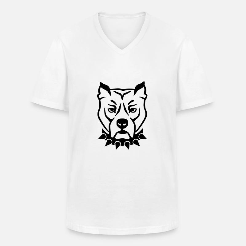 Pitbull - Männer-T-Shirt mit V-Ausschnitt - Weiß