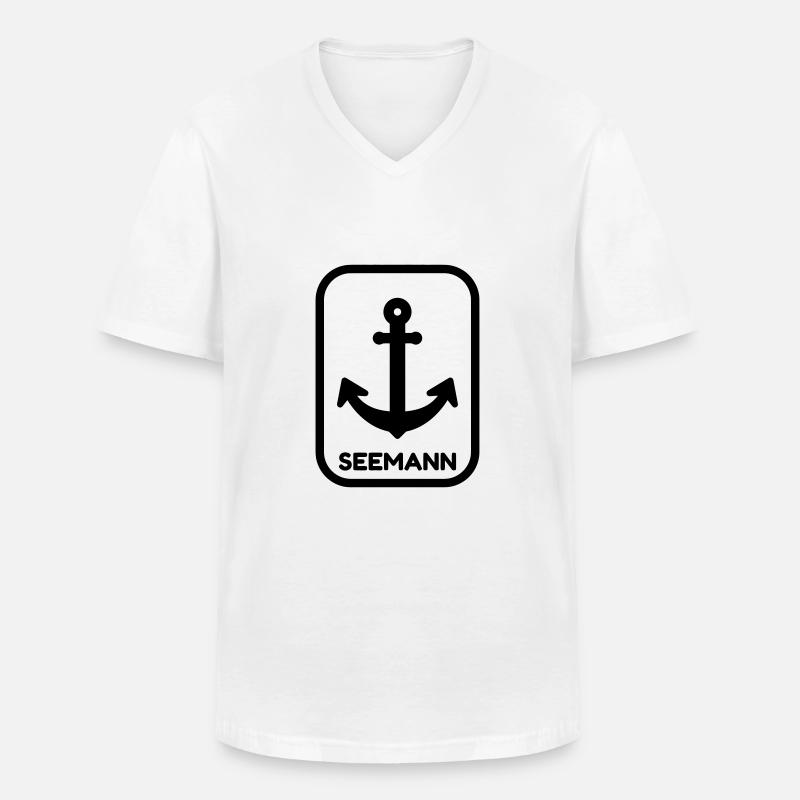 Seemann / Boot / Seebär / Segelboot - Männer-T-Shirt mit V-Ausschnitt - Weiß