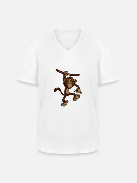 affe Liane banane - Männer-T-Shirt mit V-Ausschnitt - Weiß