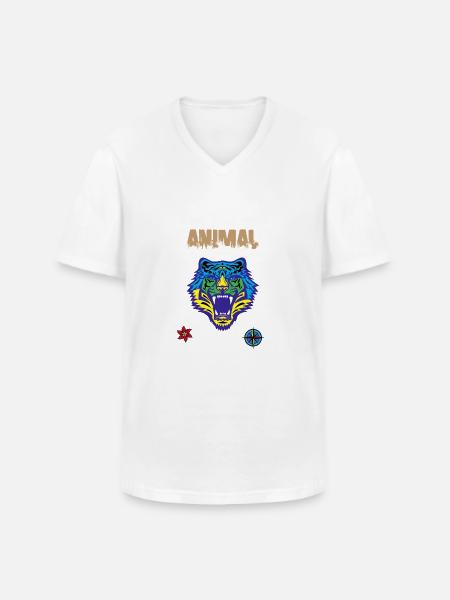 Bengal tiger scratch claw - Men's V-Neck T-Shirt - white