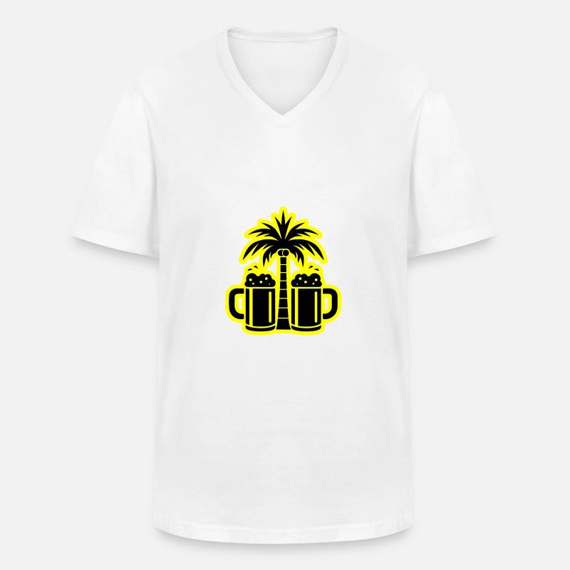 Bier Palmen Strand - Männer-T-Shirt mit V-Ausschnitt - Weiß