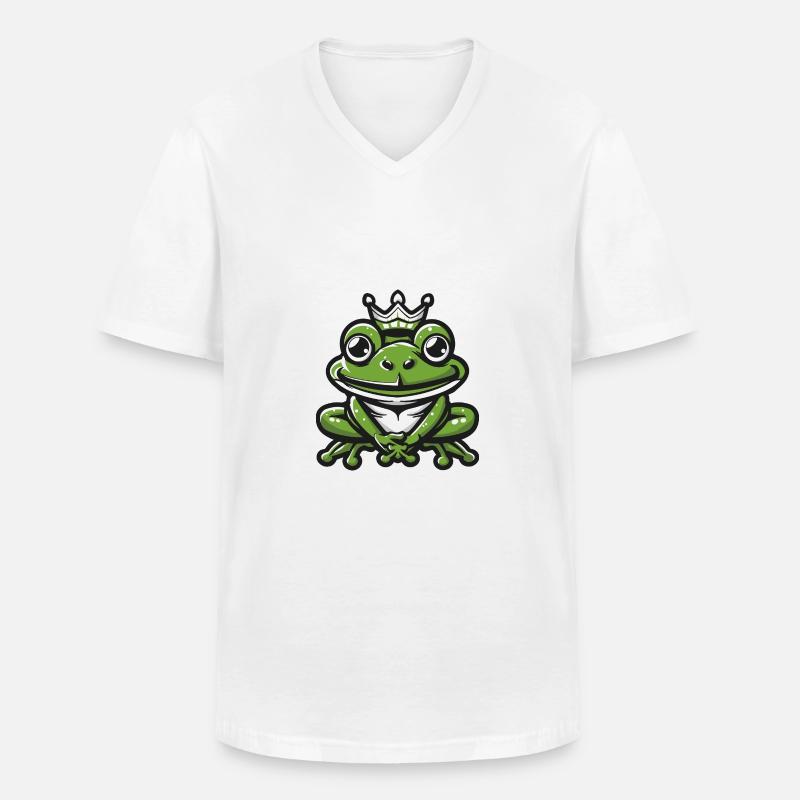 Frosch Krone - Männer-T-Shirt mit V-Ausschnitt - Weiß