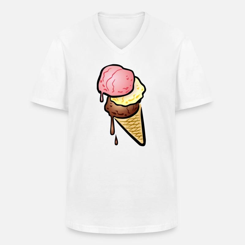 Eistüte mit drei Kugeln Eis - Männer-T-Shirt mit V-Ausschnitt - Weiß
