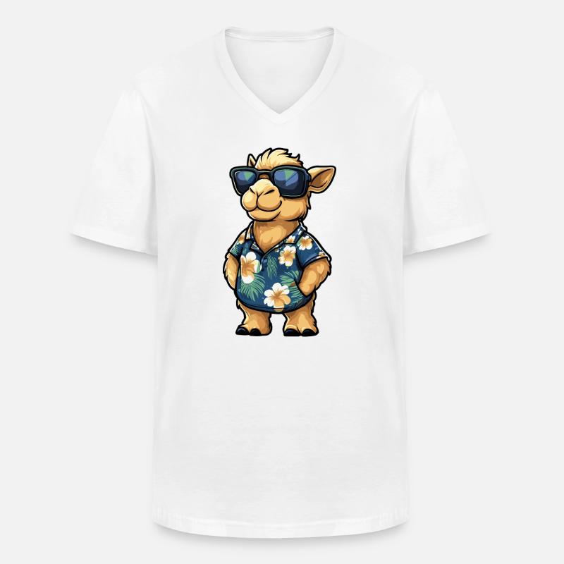 Kamel Comic Urlaub - Männer-T-Shirt mit V-Ausschnitt - Weiß