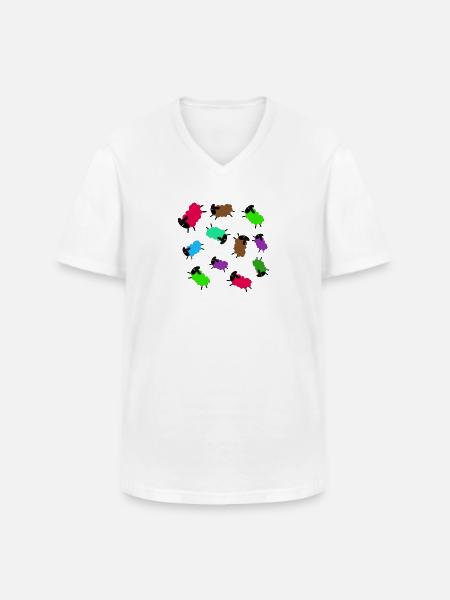 Sheep,Sheep,Illustration,Comic,Mowing - Men's V-Neck T-Shirt - white