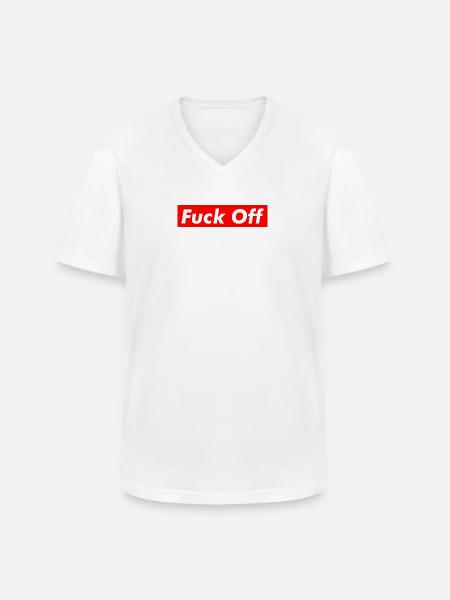 F*ck Off - Männer-T-Shirt mit V-Ausschnitt - Weiß