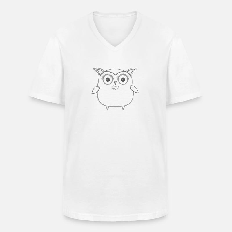 eule,zeichnung,bleistift,comic - Männer-T-Shirt mit V-Ausschnitt - Weiß