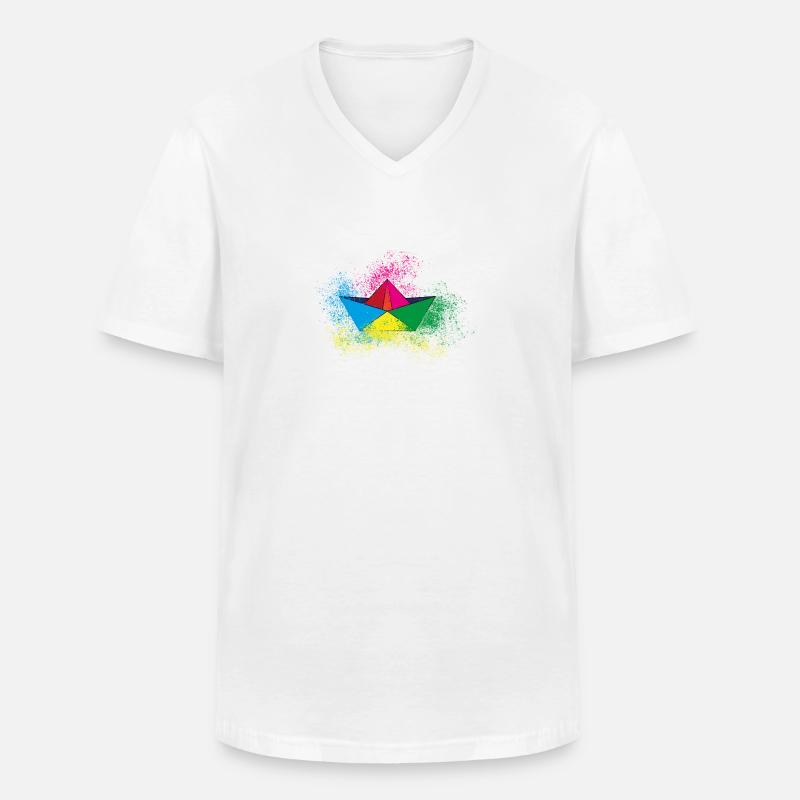 boot,papierschiff,bunt,schiff,graffiti - Männer-T-Shirt mit V-Ausschnitt - Weiß
