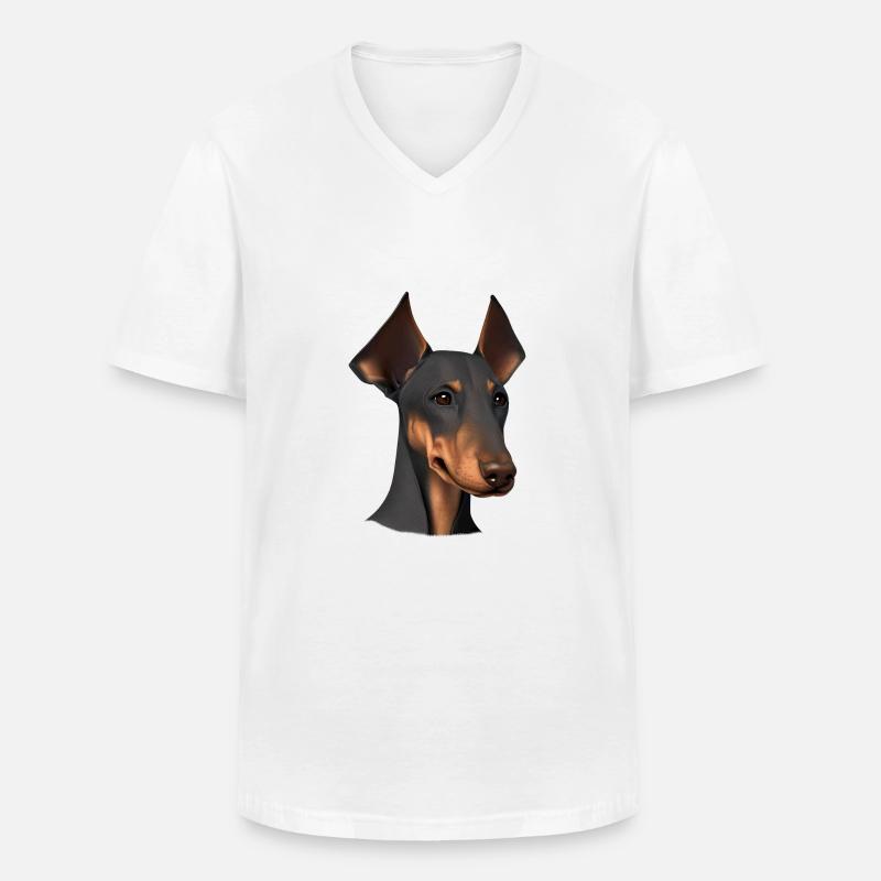 Dobermann Dobermannwelpe Hund Dobermanntrainer - Männer-T-Shirt mit V-Ausschnitt - Weiß