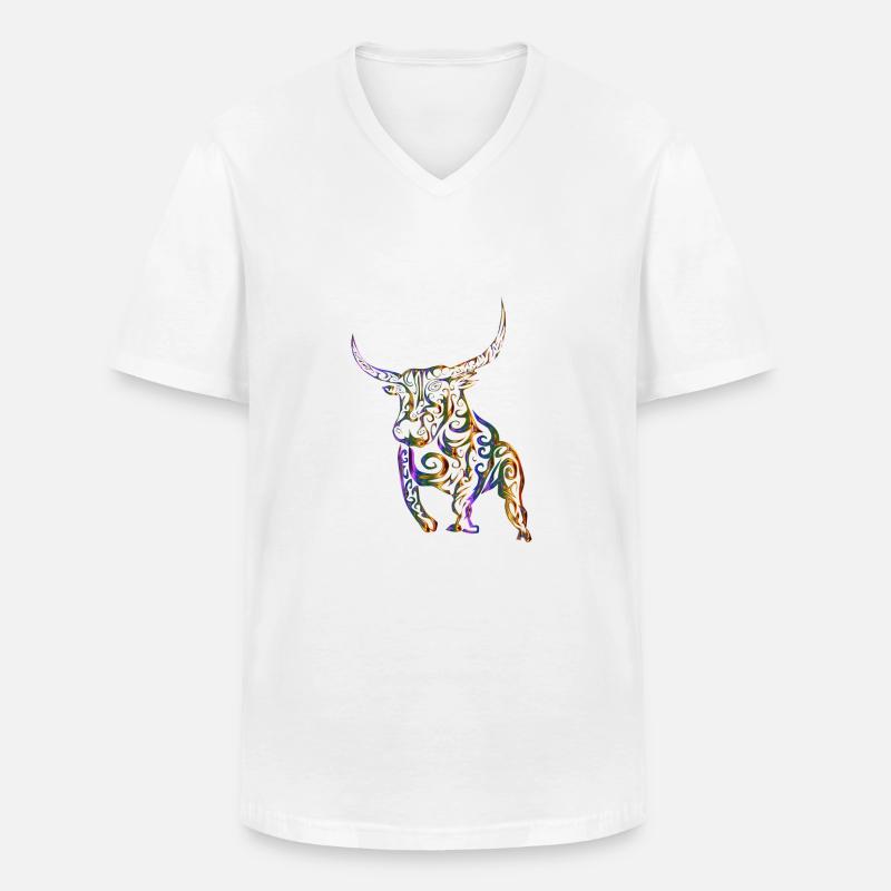 Der bunte Bulle - Männer-T-Shirt mit V-Ausschnitt - Weiß