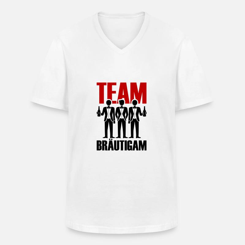 Team Bräutigam Polterhochzeit - Männer-T-Shirt mit V-Ausschnitt - Weiß