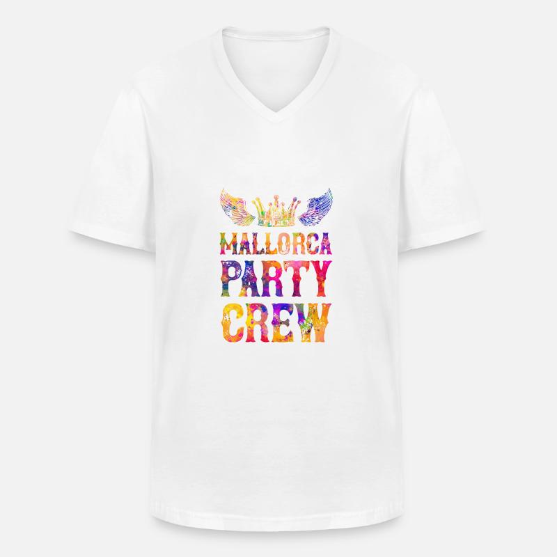 Mallorca Party Crew Spruch - Männer-T-Shirt mit V-Ausschnitt - Weiß