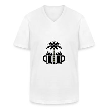 Beer Palm Trees Beach - Men's V-Neck T-Shirt - white - Front - AI Model Male 185 light (185cm)