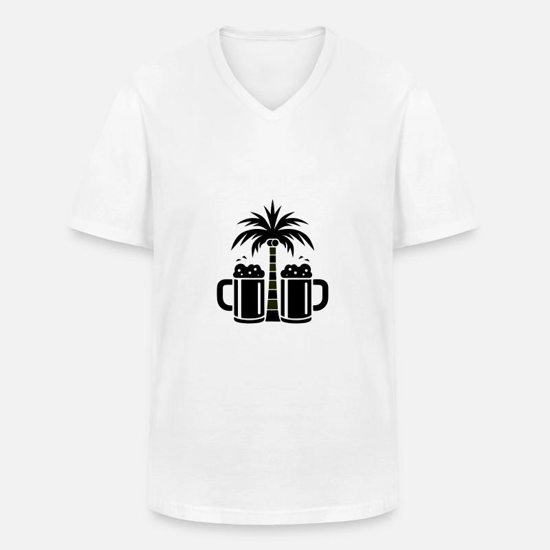 Beer Palm Trees Beach - Men's V-Neck T-Shirt - white