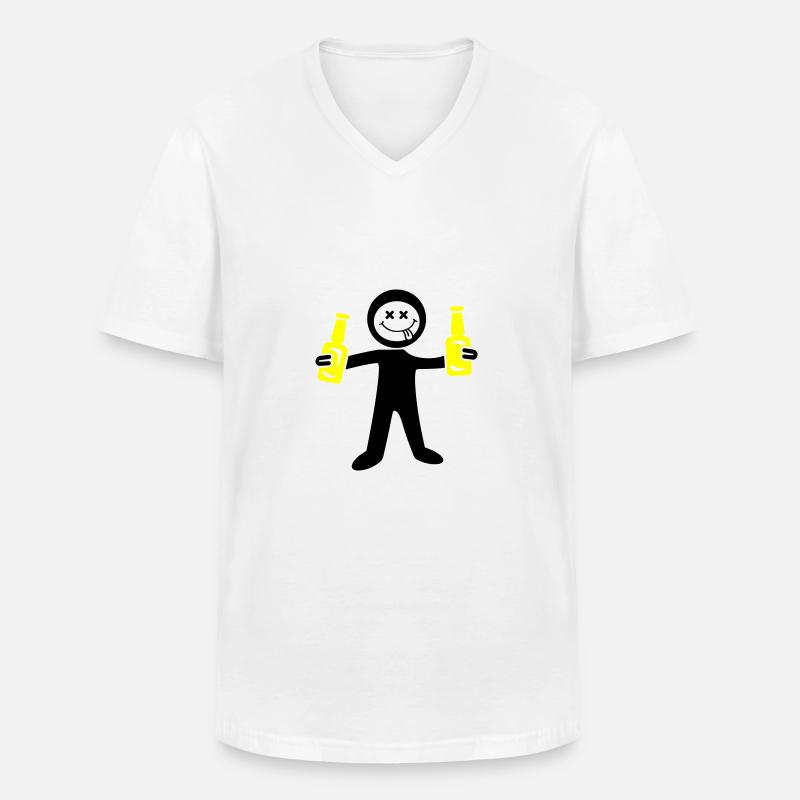 Bier Strichmännchen - Männer-T-Shirt mit V-Ausschnitt - Weiß