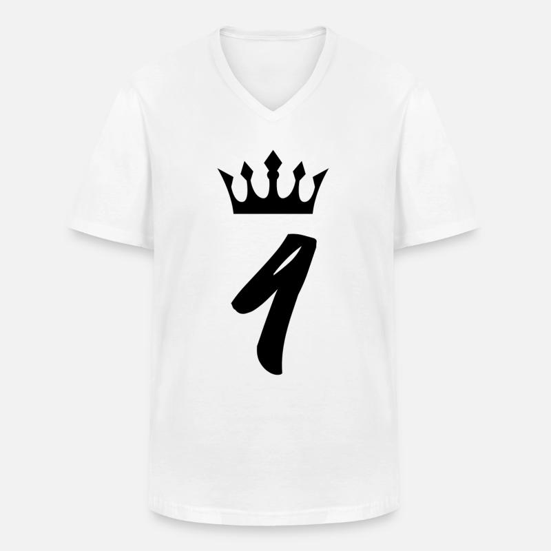4 Zahl Krone - Männer-T-Shirt mit V-Ausschnitt - Weiß
