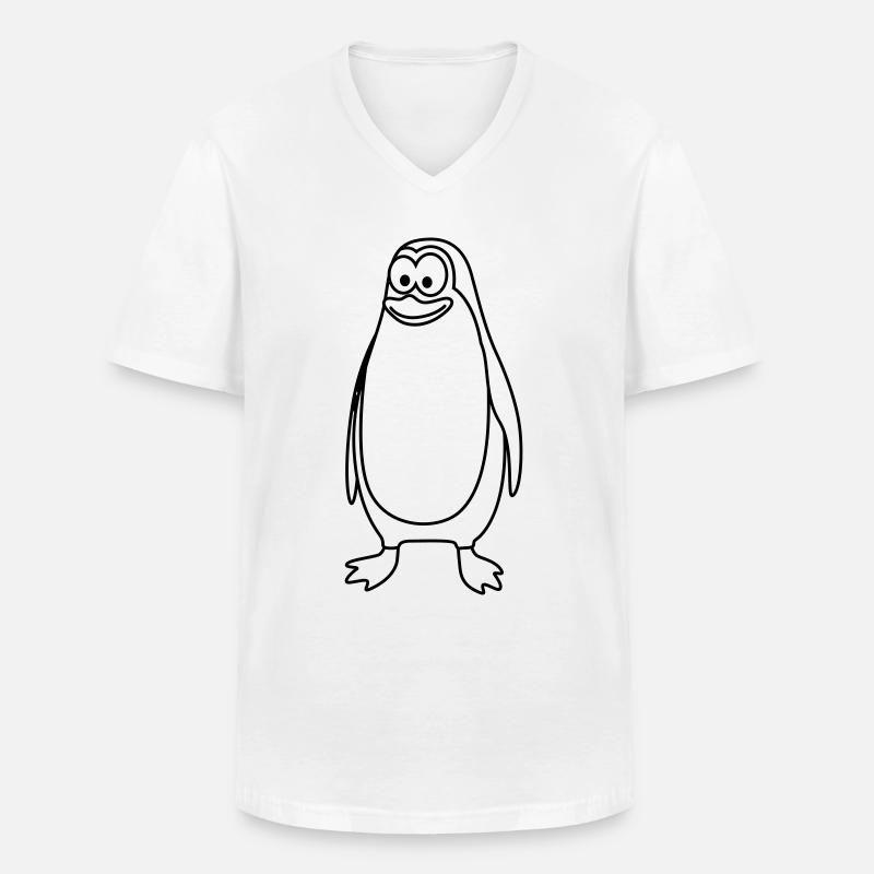 Pinguin Comic Tier - Männer-T-Shirt mit V-Ausschnitt - Weiß