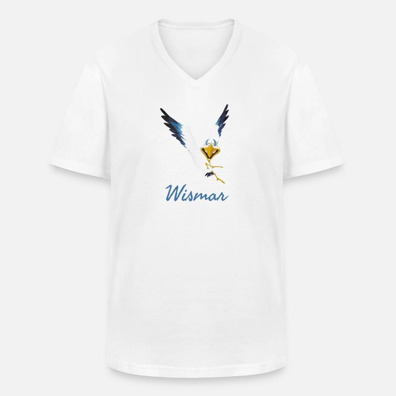 Lachmöwe Wismar - Männer-T-Shirt mit V-Ausschnitt - Weiß