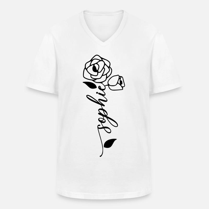 Sophie Cognome Nome Fiore - Maglietta da uomo classica con scollo a V - bianco